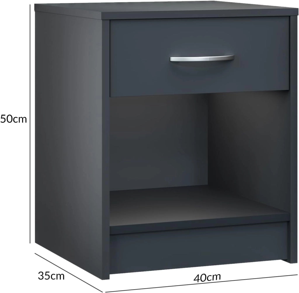 ® 2x Comodino Camera da Letto 50x40x35cm Comodini con Cassetto Ripiano Tavolino da Notte Comò da Letto Comodini Tavolino con Cassetto Antracite