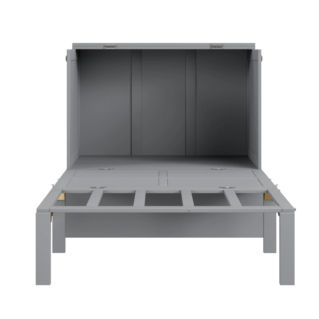 Letto a scomparsa verticale 90x200 cm con rete a doghe, grigio