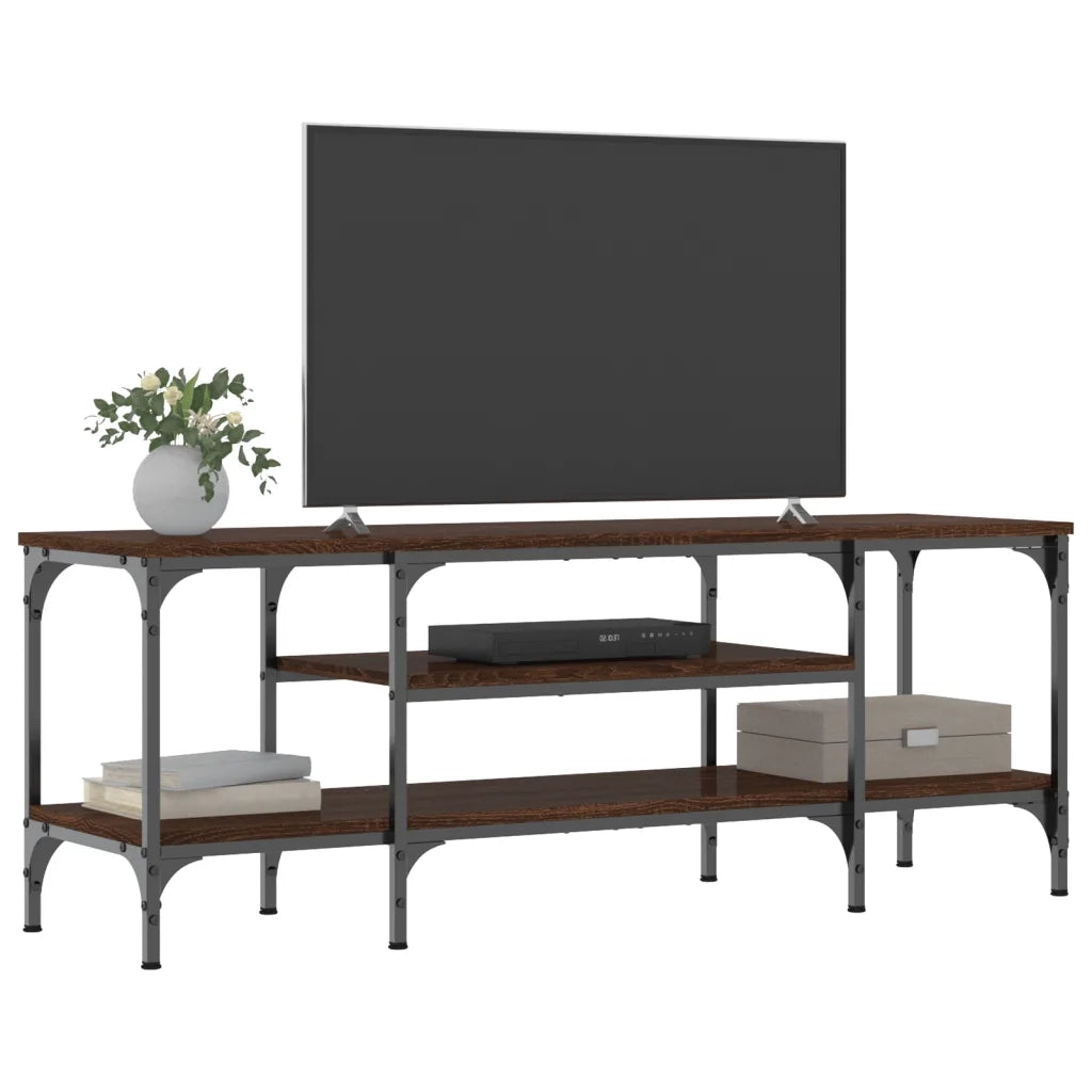 Mobile TV-Credenza per TV-Console TV Rovere Marrone 121x35x45 cm Legno Multistrato e Ferro