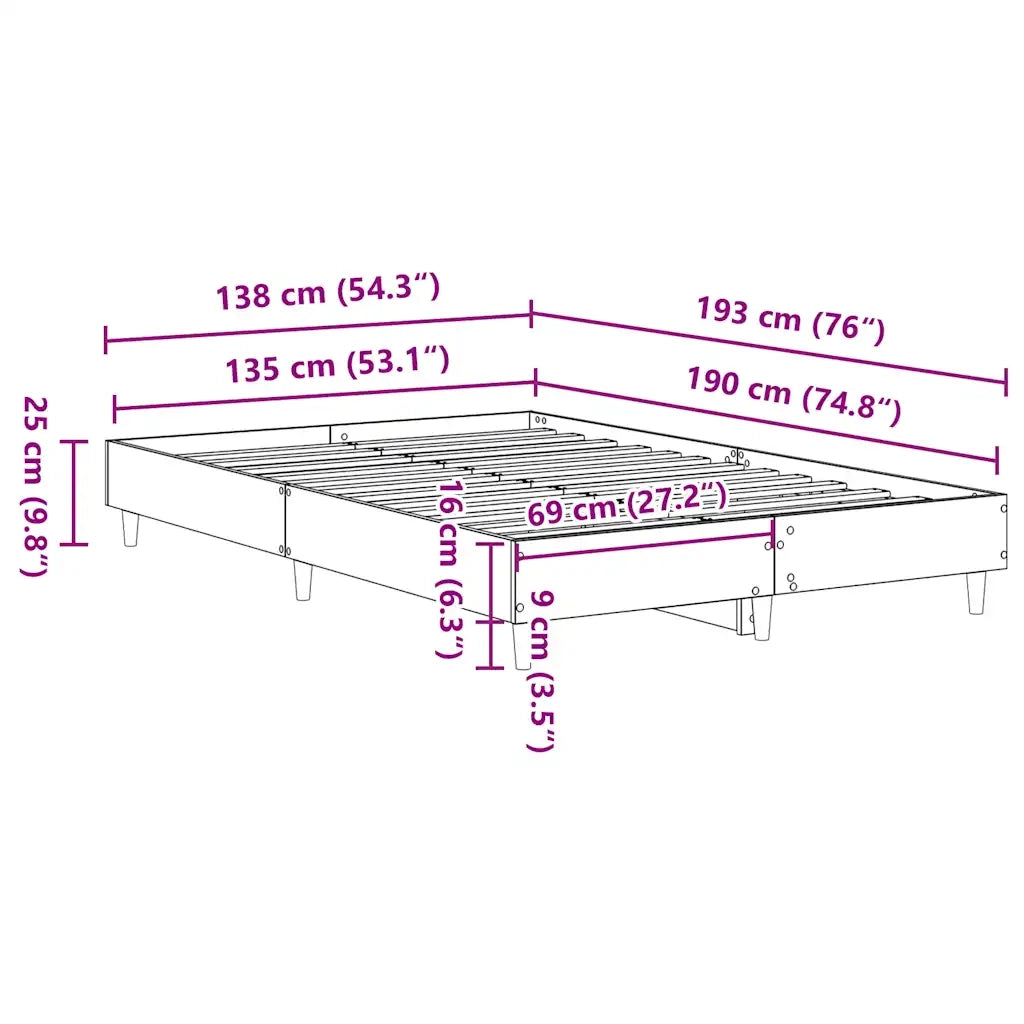 Giroletto senza Materasso Legno Antico 135x190 cm in Truciolato 861073