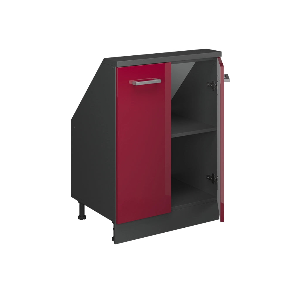 Mobile cucina sottotetto R-Line Rosso lucido/Antracite 60 cm con 2 porte Vicco