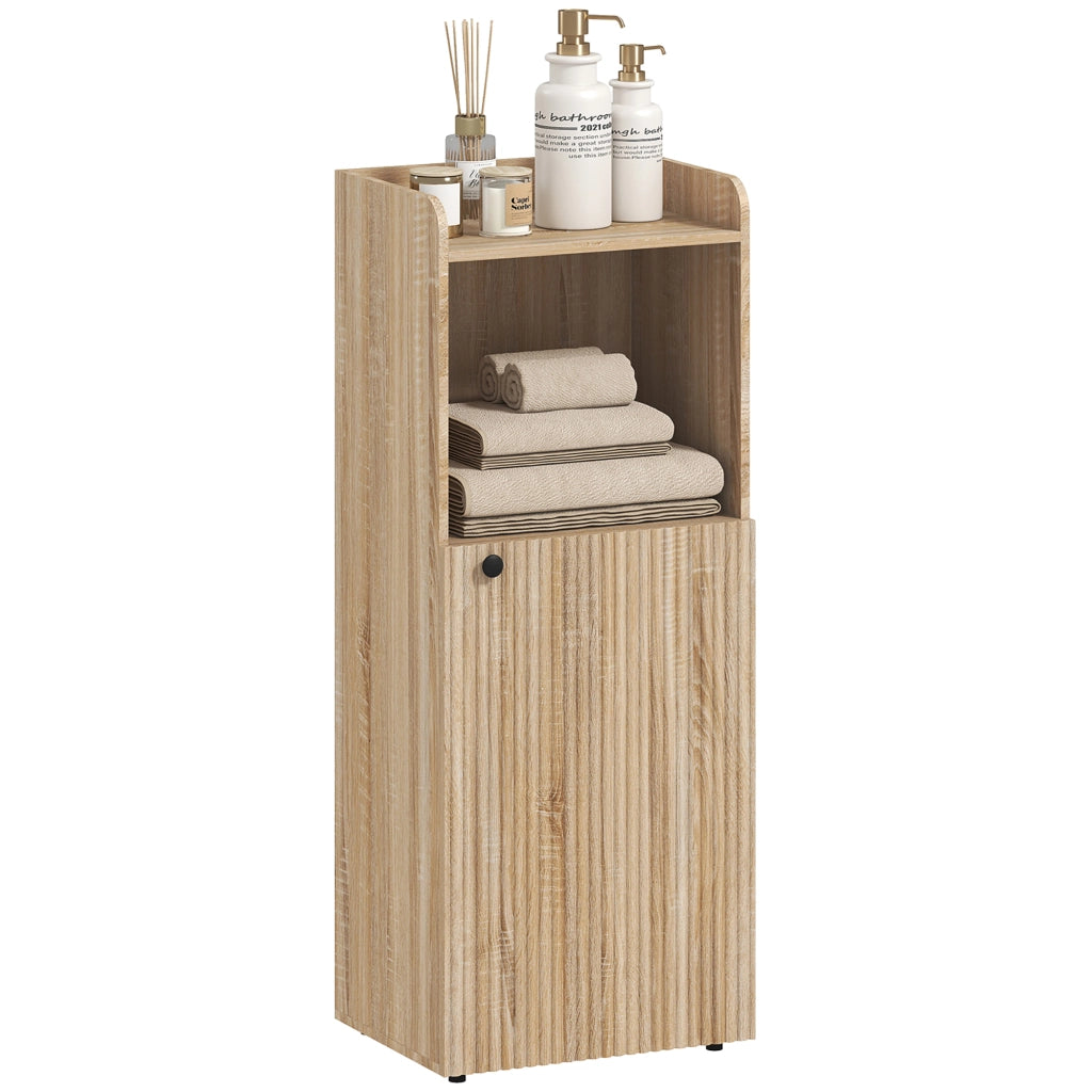 Mobile Bagno Stretto 4 Ripiani Aperto ¨C zephmum ¨C Legno Rovere 40x31x104