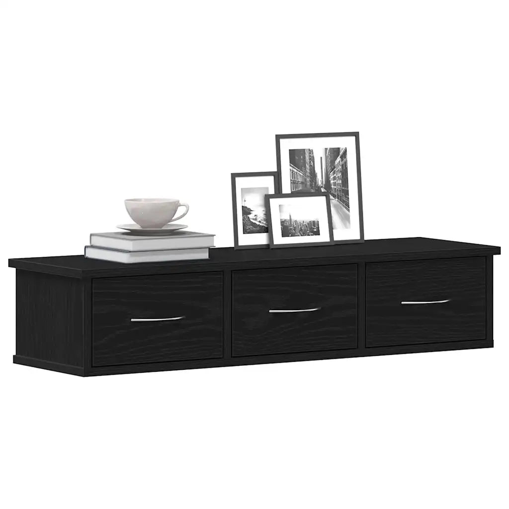 Mobile a Parete Rovere Nero 88x26x18,5 cm in Truciolato 861994