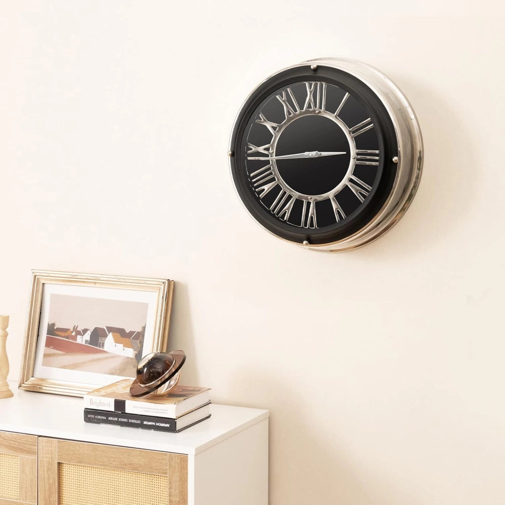 Orologio da Parete 45 cm, Orologio Silenzioso con Numeri Romani, Copertura in Vetro, Orologio Moderno Decorativo per Soggiorno Camera da Letto Ufficio (Stile 2 L)
