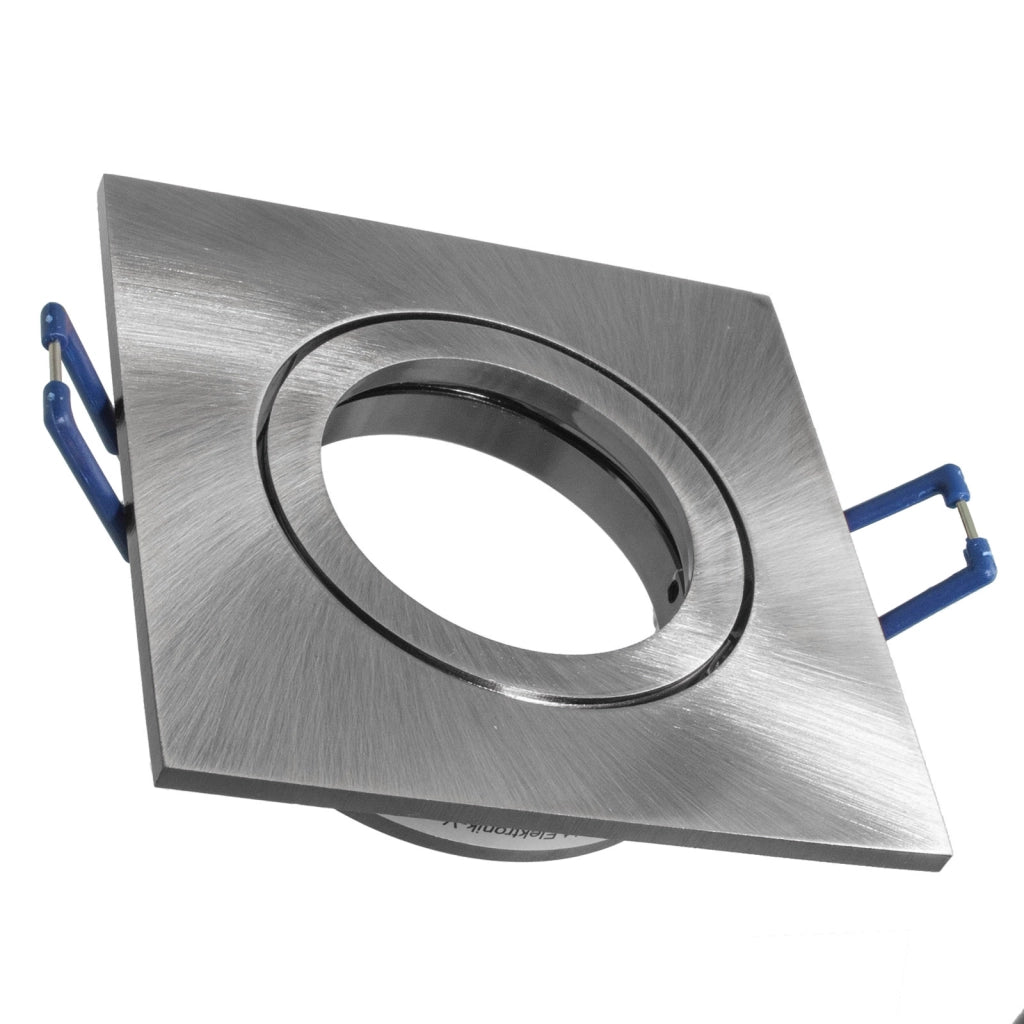 Faretto ad incasso LED 8W GU10 silver spazzolato quadrato foro 70mm moderno orientabile luce soffitto ingresso vetrina SPAZZOLATO 4000K