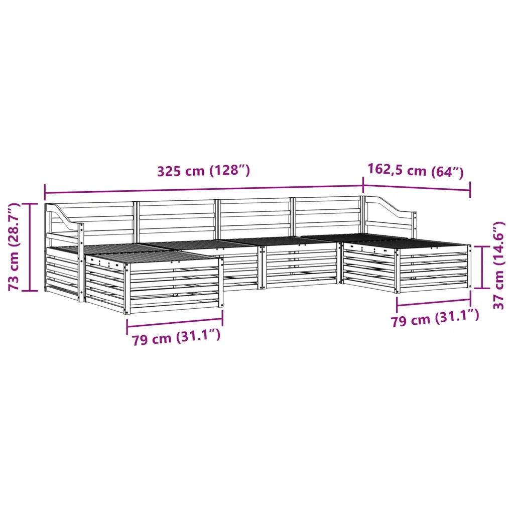 Set divani 6 pcs Naturale Legno di Acacia Massello
