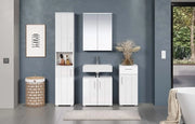 Armadio da bagno - Cassetto di archiviazione - Sedia per appendere gli abiti - Mobili da appendere - Organizzatore - Mobili - Bianco alta finitura - 37x83x31 cm