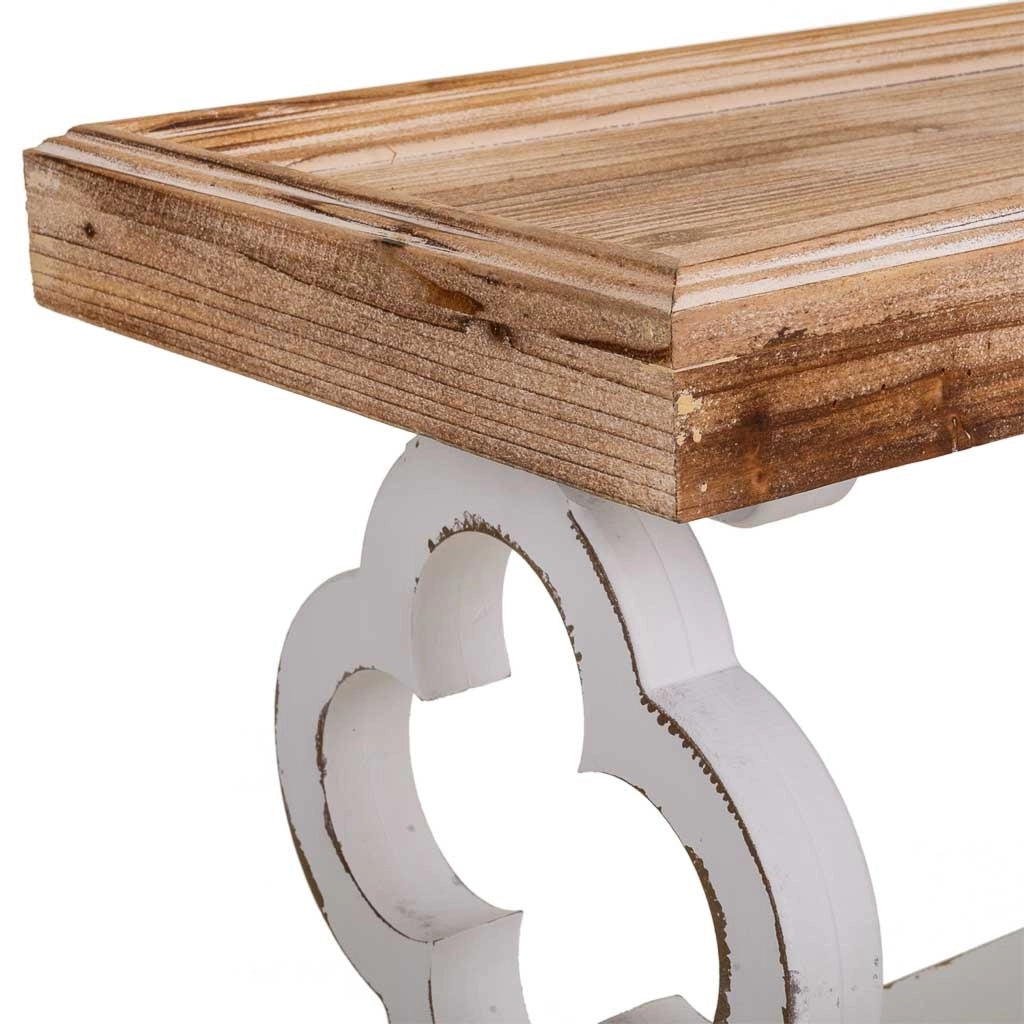 Mobile da ingresso in legno bianco intagliato 80x36x83h
