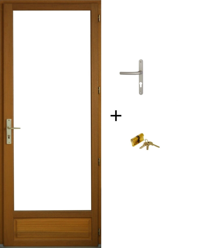 Porta in legno a un'anta Altezza 215 X Larghezza 90 Guida a destra (dimensioni della tabella)+ maniglia e barilotto senza maniglia
