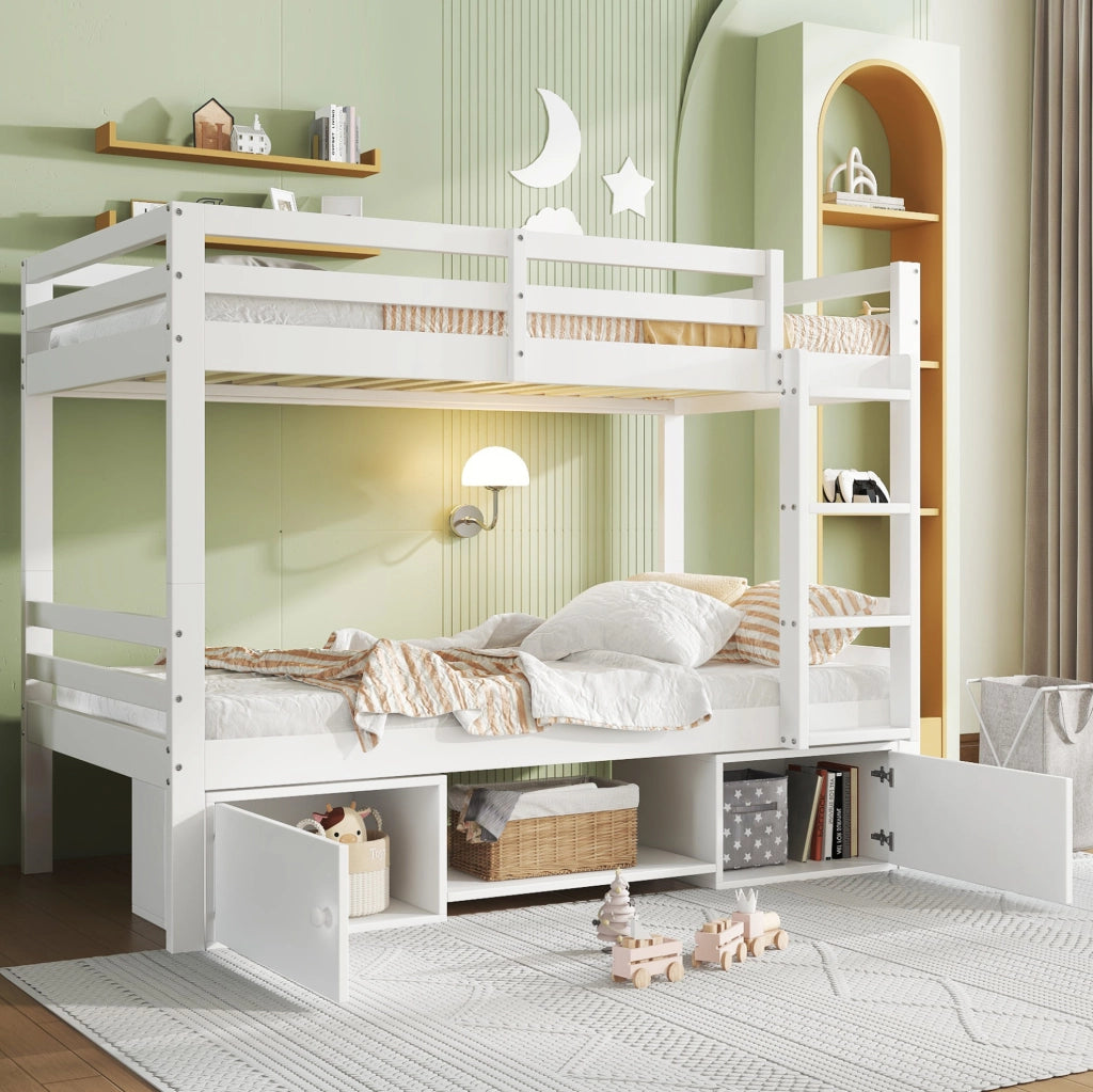 Letto a castello bianco 90x200 cm con contenitori