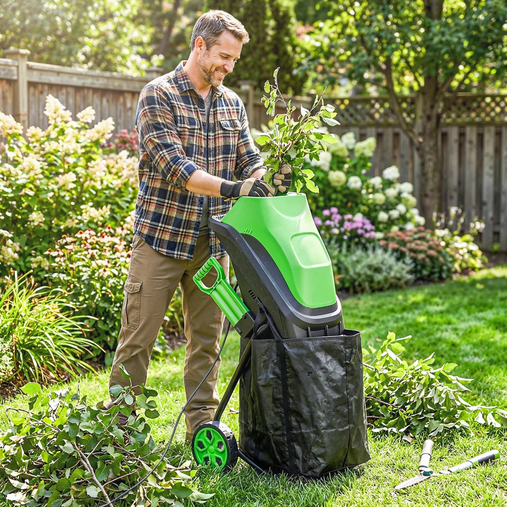 Trituratore da Giardino Elettrico ¨C zephmum ¨C Verde 2500W ?44mm 45L