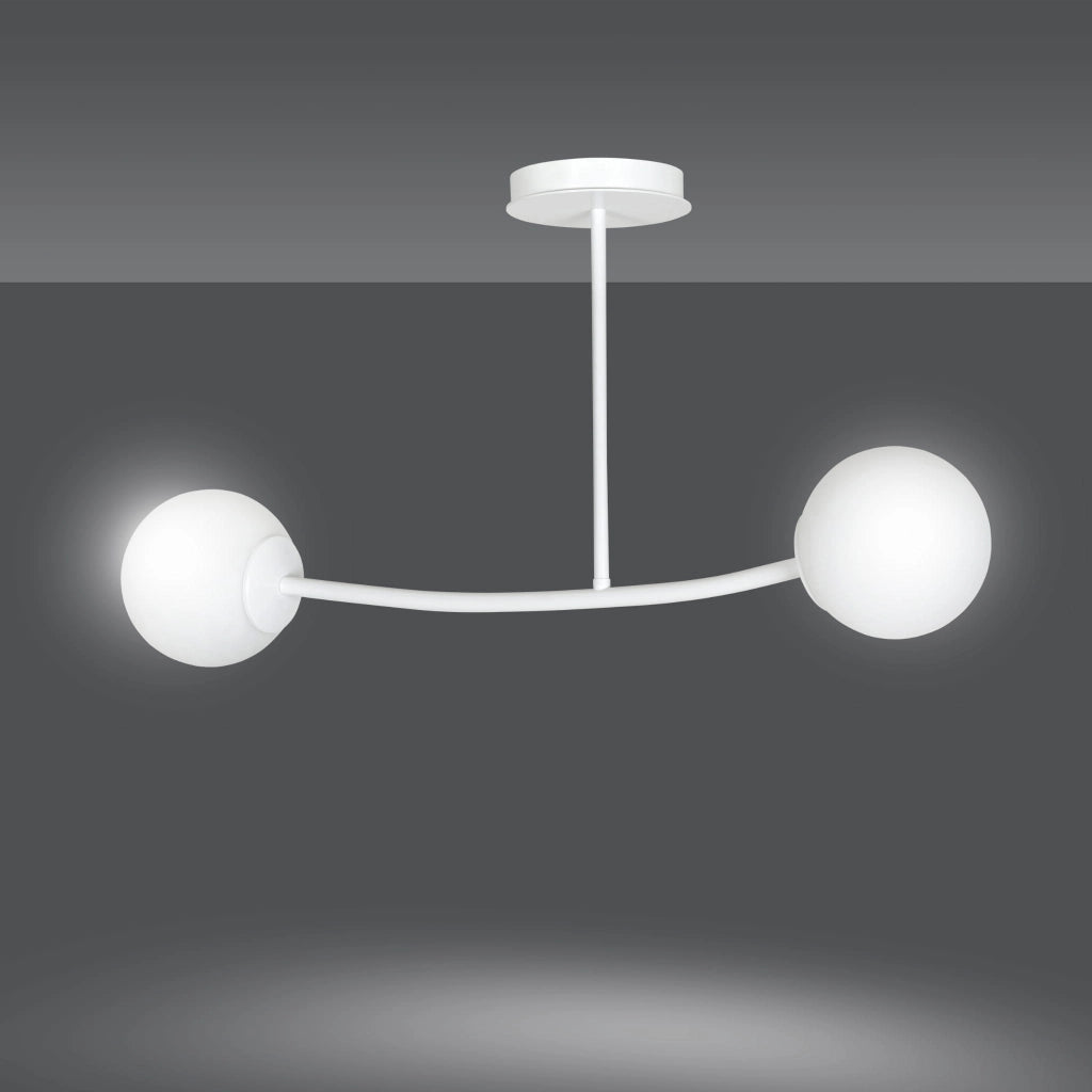 Plafoniera Emibig Halldor bianca vetro 2xE14 81 cm