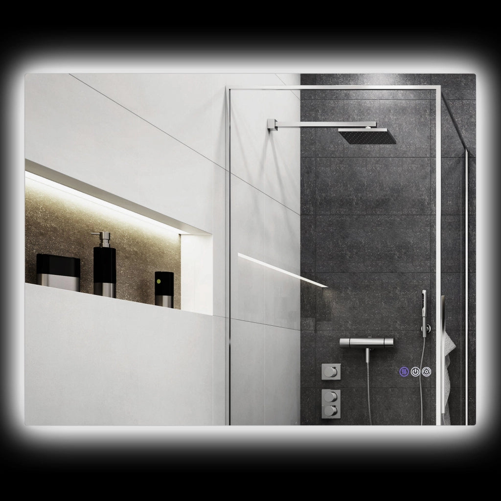 Specchio da Bagno Antiappannamento Retroilluminato LED Luminosità Regolabile 80x60x4 cm