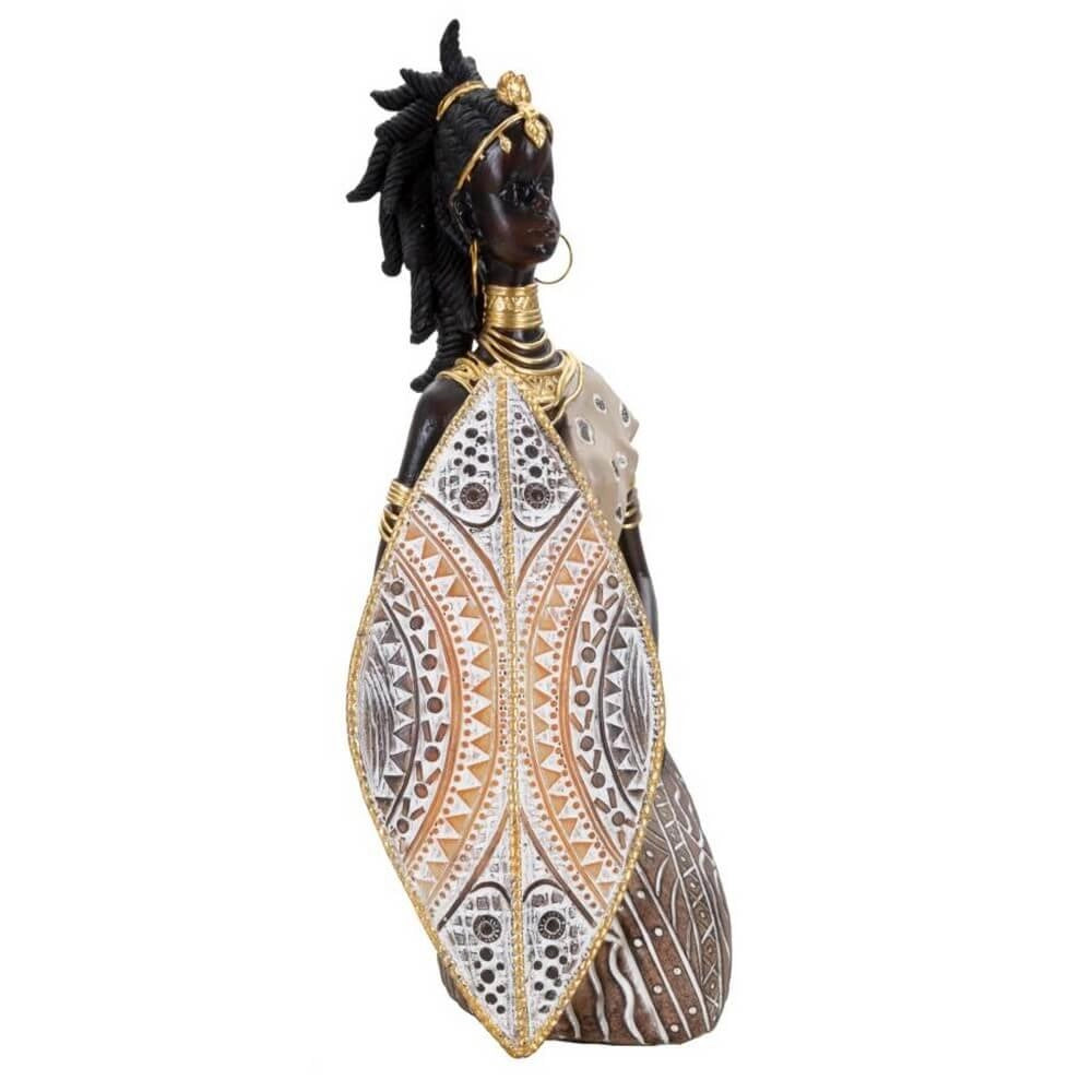 Scultura masai tribale con scudo cm 13,5X9X24,5 - SHIELDOS