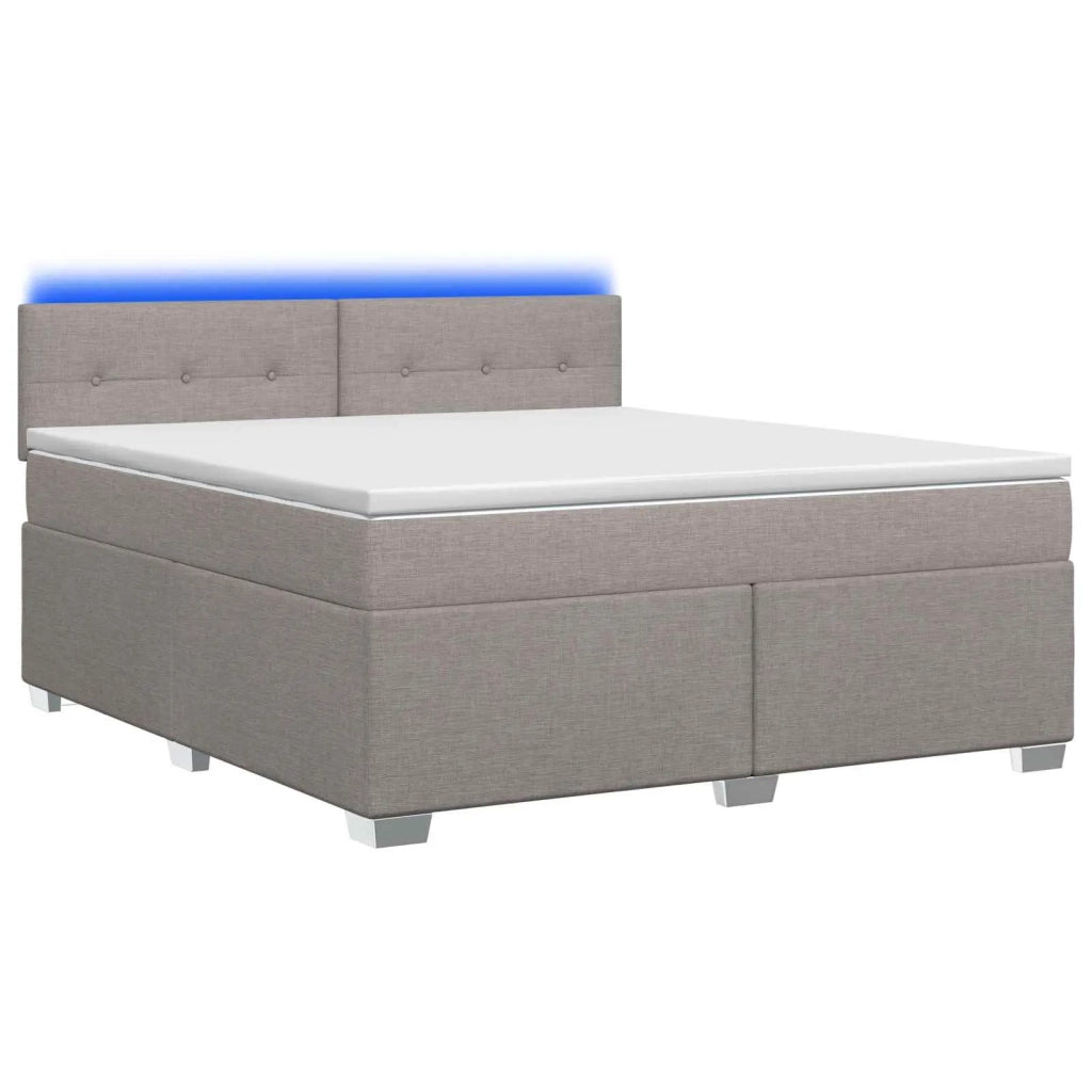 Letto con Box Spring, Materasso e LED Tortora 180 x 200 cm 3452005