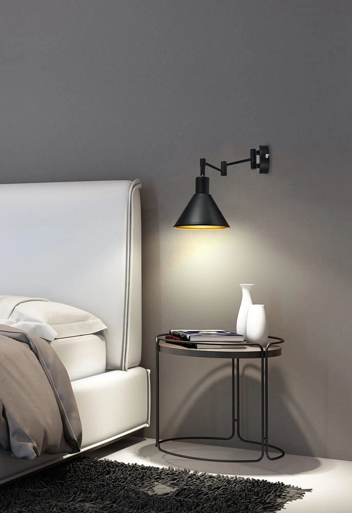 Applique Candellux Copenhagen nero oro metallo E14 orientabile