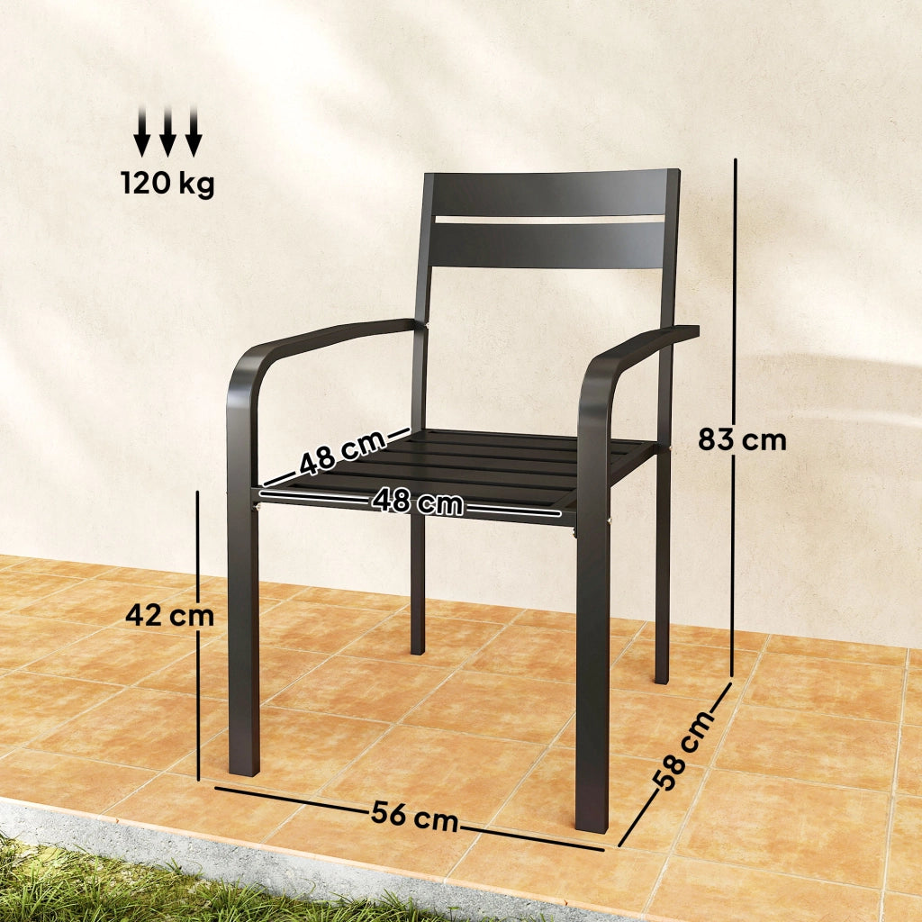 Sedia da giardino impilabile con braccioli ¨C zephmum ¨C grigio scuro, alluminio 56x58x83