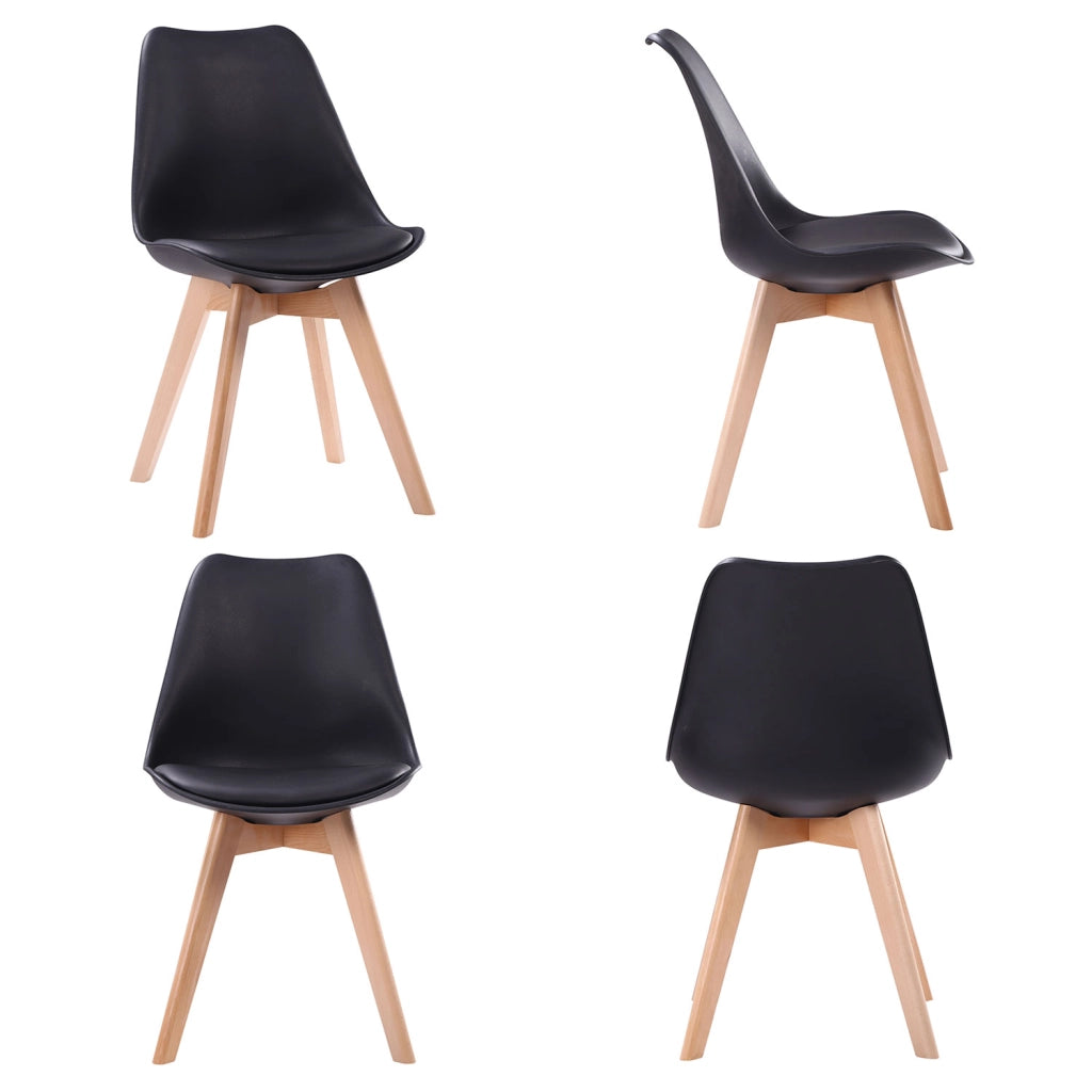 Set di tavolo PIA da 120 cm e 4 sedie NORA nere