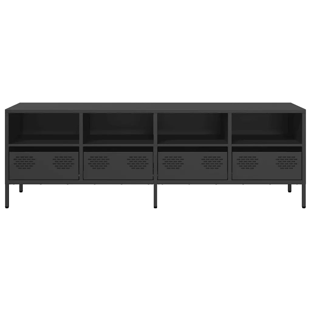 Mobile TV Nero 135x39x43,5 cm in Acciaio Laminato a Freddo 851328