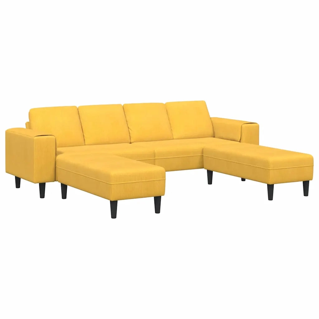 Divano in tessuto Giallo Chiaro Tessuto in velluto a coste