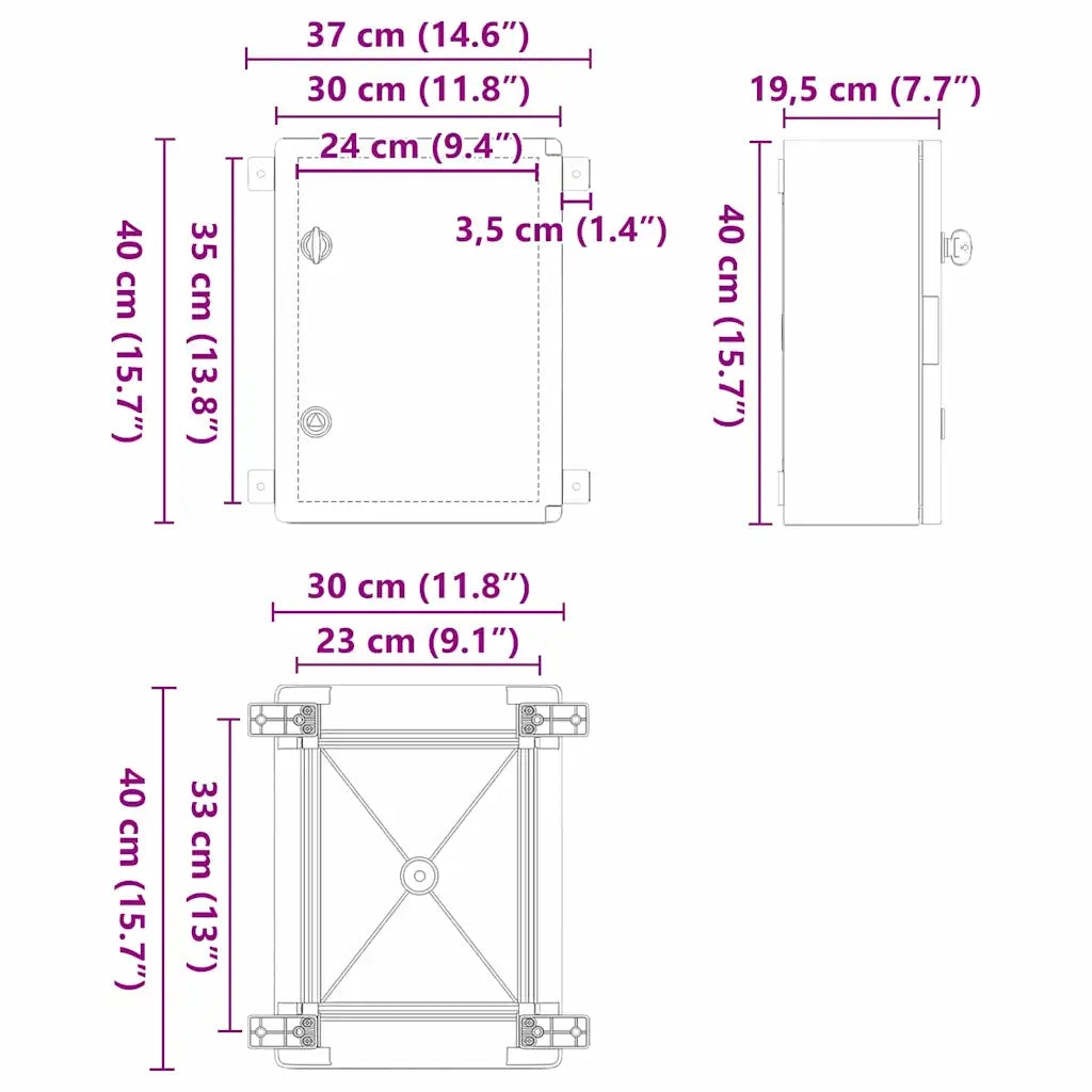 Armadio di Controllo Grigio 37 x 19,5 x 40 cm Plastica ABS CFW5109865