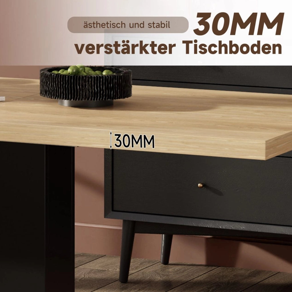 Tavolo da pranzo allungabile 140/180 cm in MDF colore naturale; per 4-8 persone
