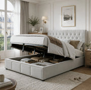 Letto grigio 180 x 200 cm con vano contenitore