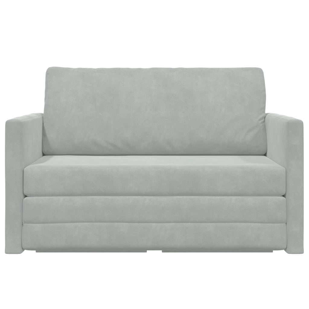 Divano Letto a Terra 2-in-1 Grigio Chiaro 124x204x61 cm Velvet