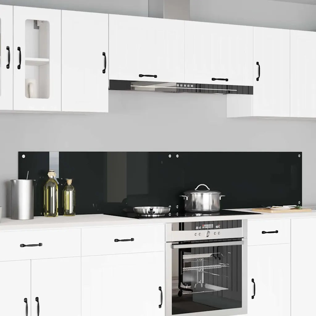 Schienale da cucina 2 pcs Nero 110 x 40 cm vetro temperato 3415494