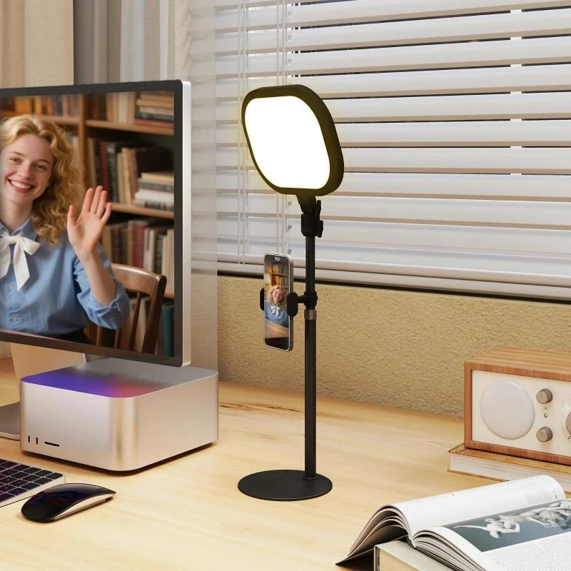 LAMPADA DA SCRIVANIA LED CON SUPPORTO PER TELEFONO, 5 COLORI DI LUCE E 10 LUMINOSITÓ, NERO