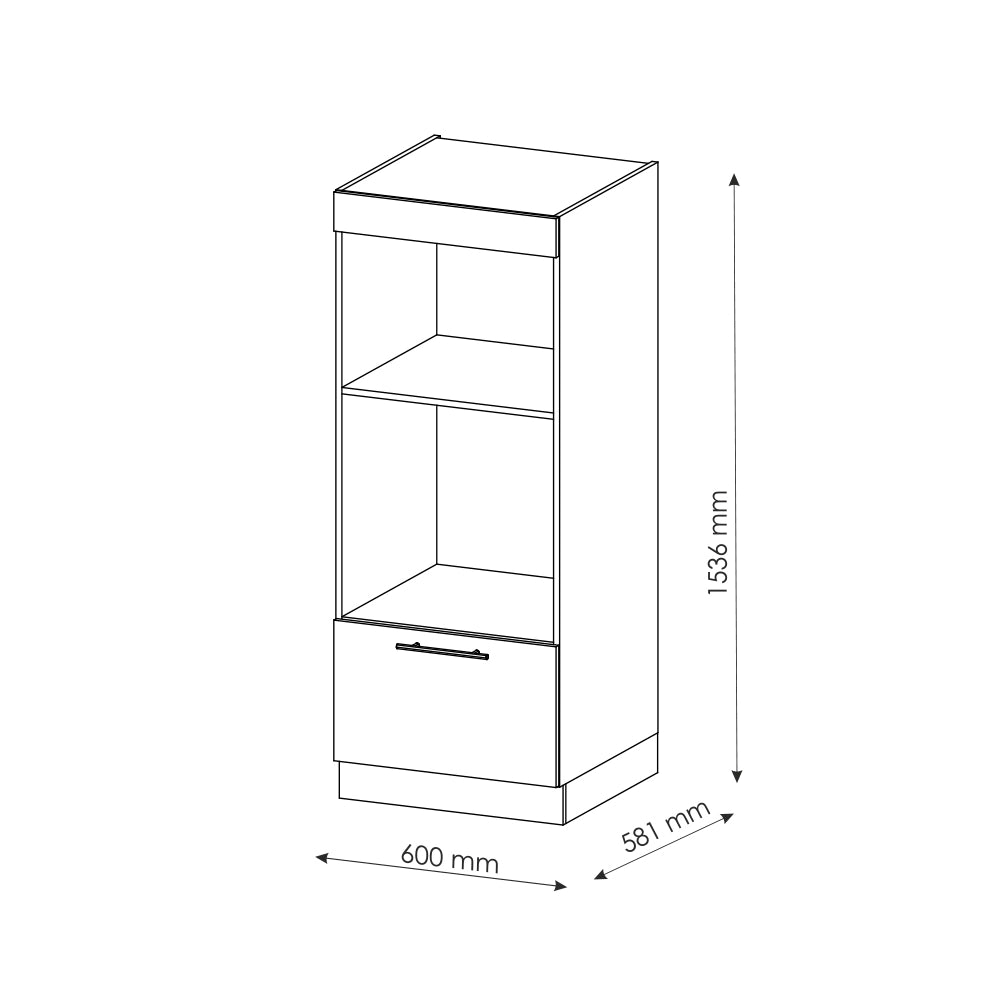 Mobile cucina microonde Fame-Line Antracite lucido/Rovere dorato 60 cm aperto Vicco