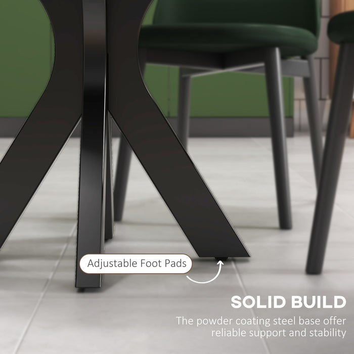 Tavolo da Pranzo Moderno Rotondo per 4 Persone Ø100x75 cm in Acciaio e MDF Nero