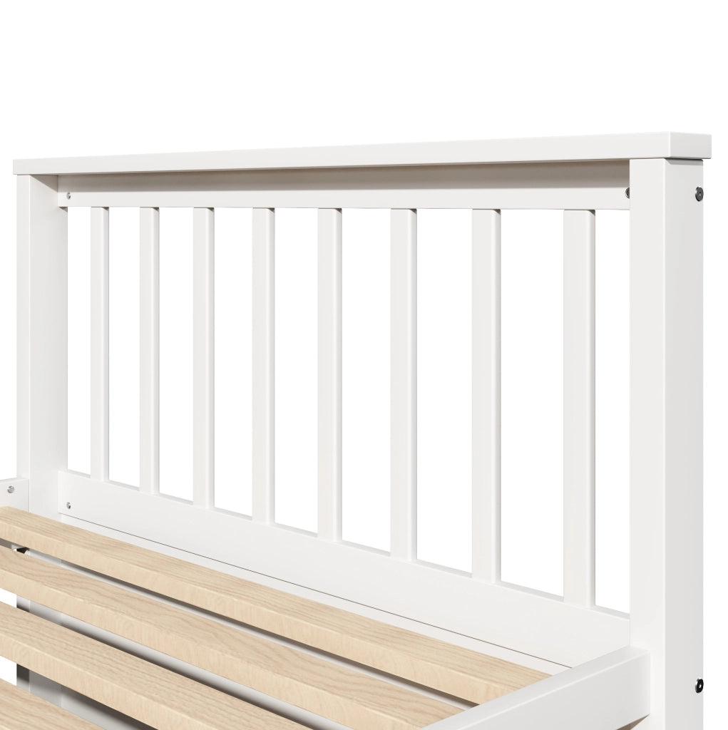 Letto a una piazza 90x200 cm con cassetti e letto estraibile in pino e MDF bianco