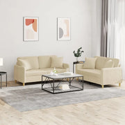 Set Divani 2 pz con Cuscini Crema in Tessuto 3202104