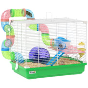Gabbia per Criceti con Tunnel e Ruota ¨C zephmum ¨C Verde 46x30x37 cm
