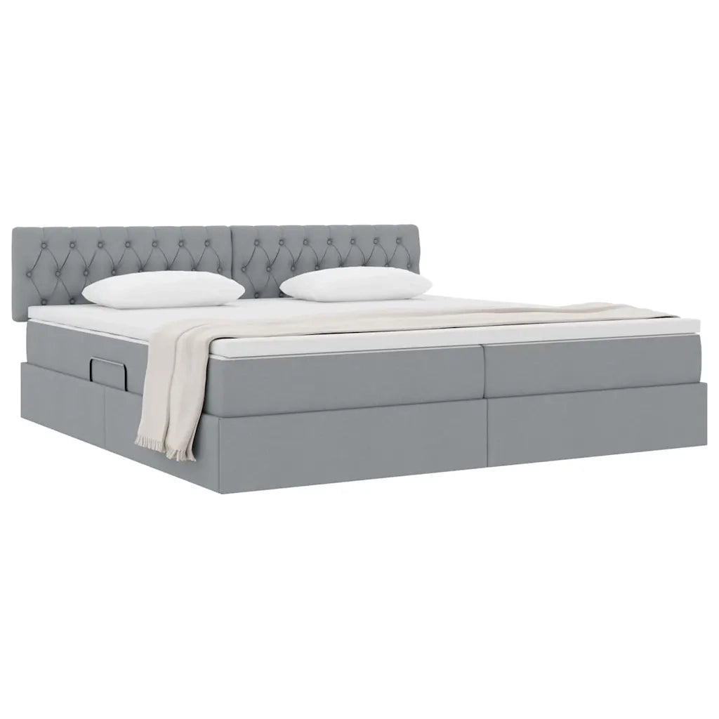 Letto con contenitore e materasso Grigio chiaro 200 x 200 cm 3370593