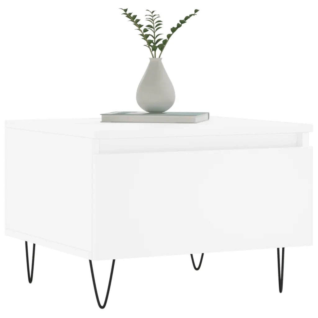 Tavolini da Salotto 2pz Bianchi 50x46x35cm in Legno Multistrato 830861