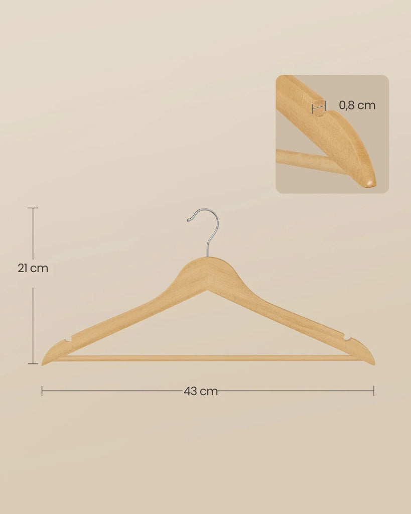 Grucce in legno set da 30 sottili con tacche grucce per pantaloni gancio girevole a 360° legno di betulla per canotte giacche marrone 12_0005059