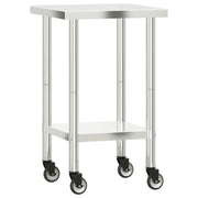 Tavolo da lavoro professionale da cucina con ruote 55 x 55 x 85 cm acciaio inox 02_0045414
