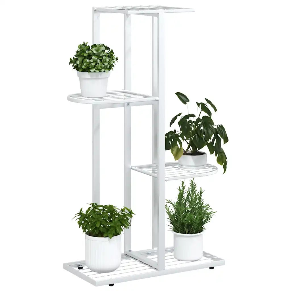 Piedistallo per Piante a 4 Piani 43x22x76 cm in Metallo Bianco 336109