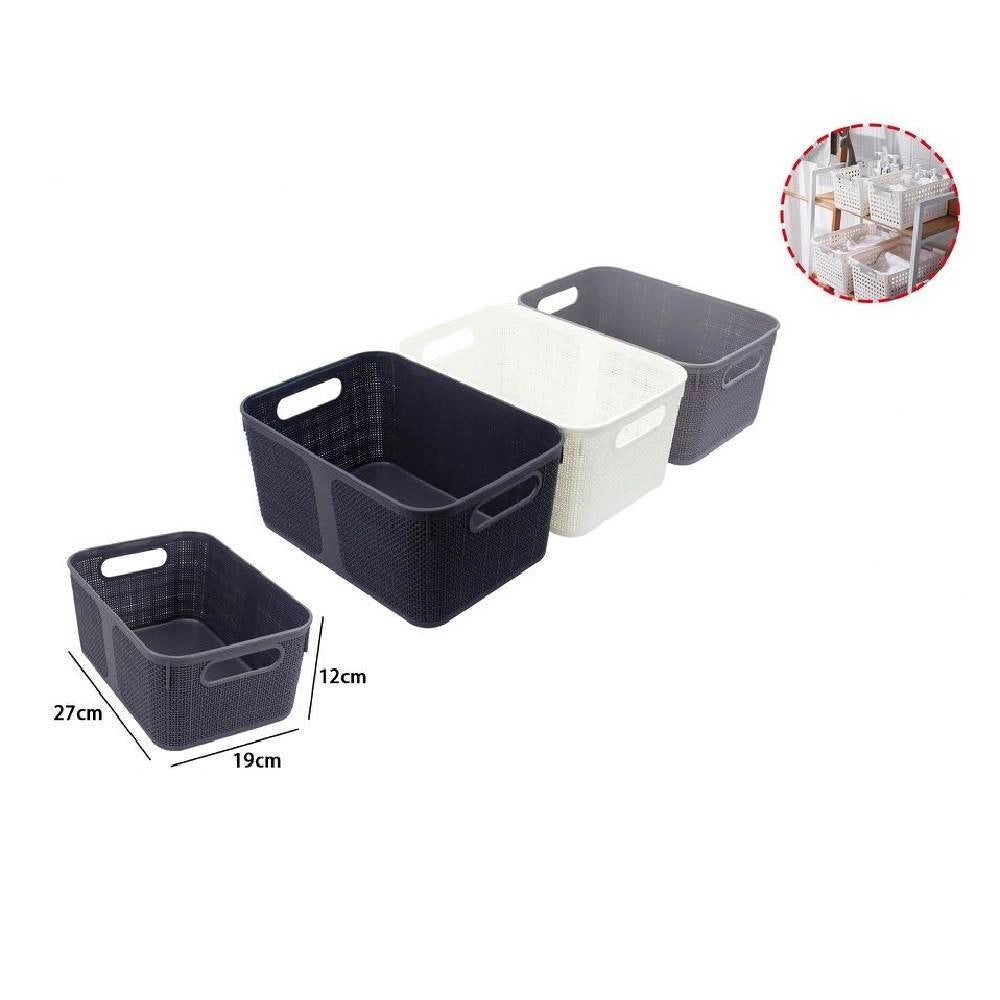 Trade Shop - Cestino Porta Oggetti Organizer Rettangolare Cesto Porta Tutto Bagno Casa 79464 -