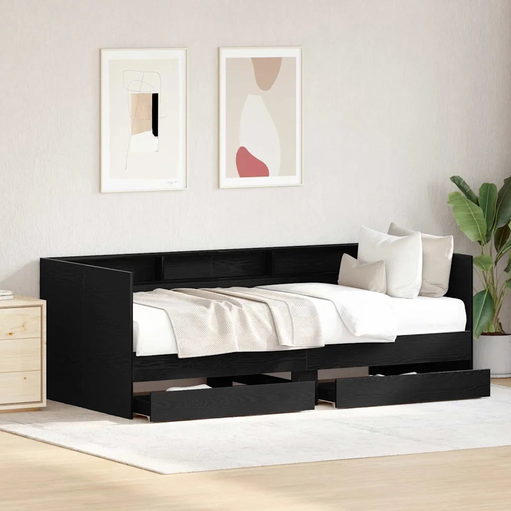 Daybed con testiera Rovere Nero 100 x 200 cm Legno multistrato 3333986