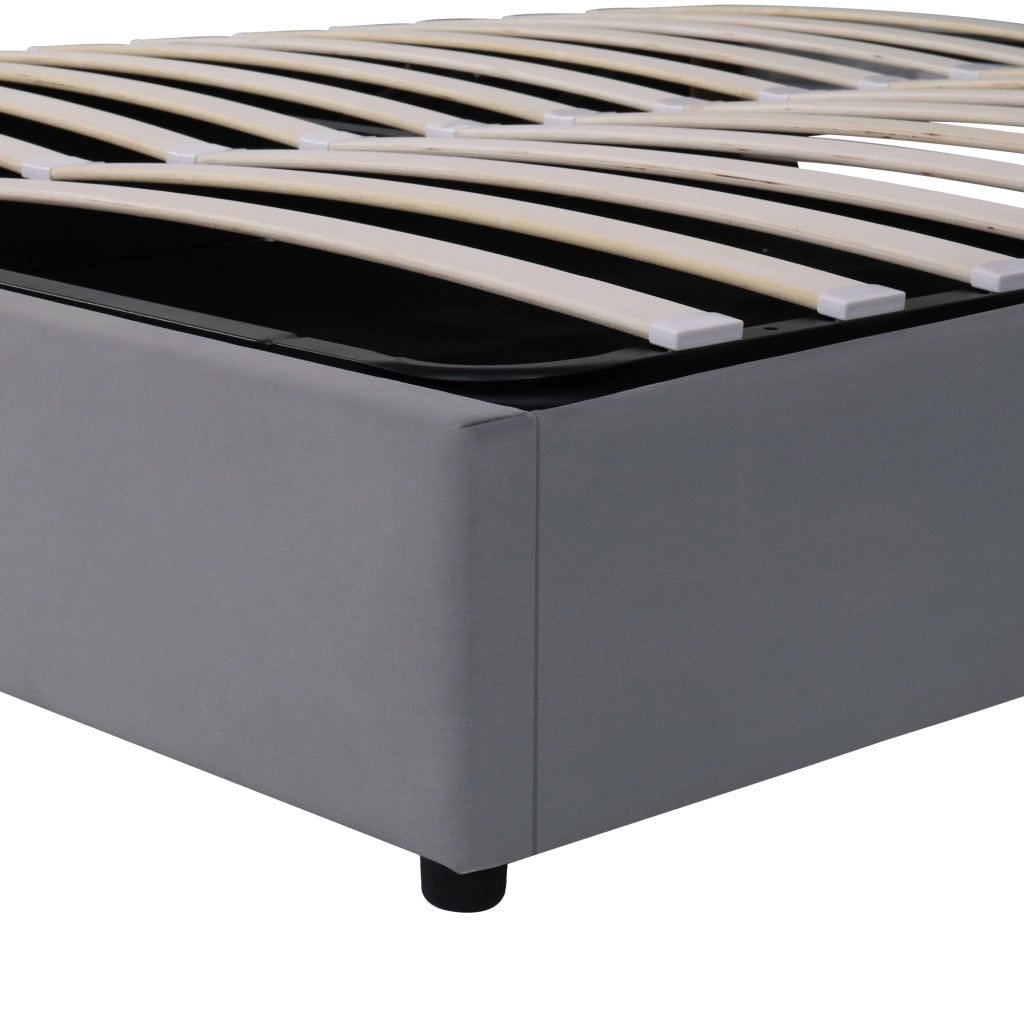LETTO imbottito contenitore idraulico 180x200 cm in velluto grigio con luce lettura e USB