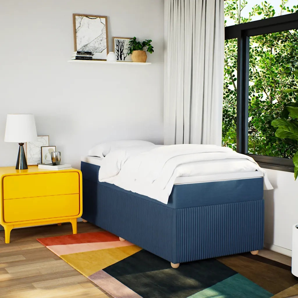 Giroletto a Molle con Materasso-Struttura Letto Blu 90x190 cm in Tessuto 379649