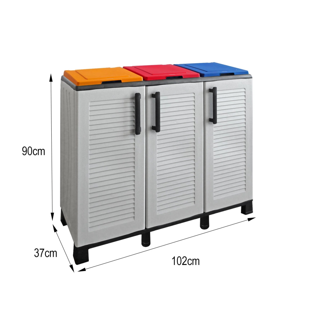 Contenitore per Rifiuti Apix, Pattumiera Capacità 330 (110 per Sacco) Made in Italy, 102x37x90h cm Grigio Chiaro
