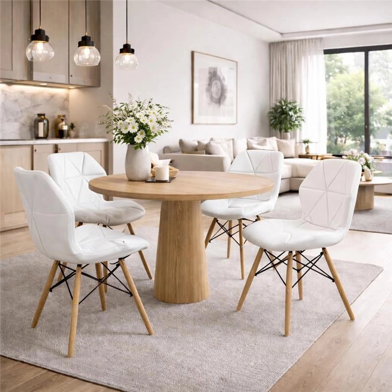 SET 6 SEDIE ANNAPOLIS MODERNA IN ECOPELLE E LEGNO BIANCA 41 X 49 X H71 CM