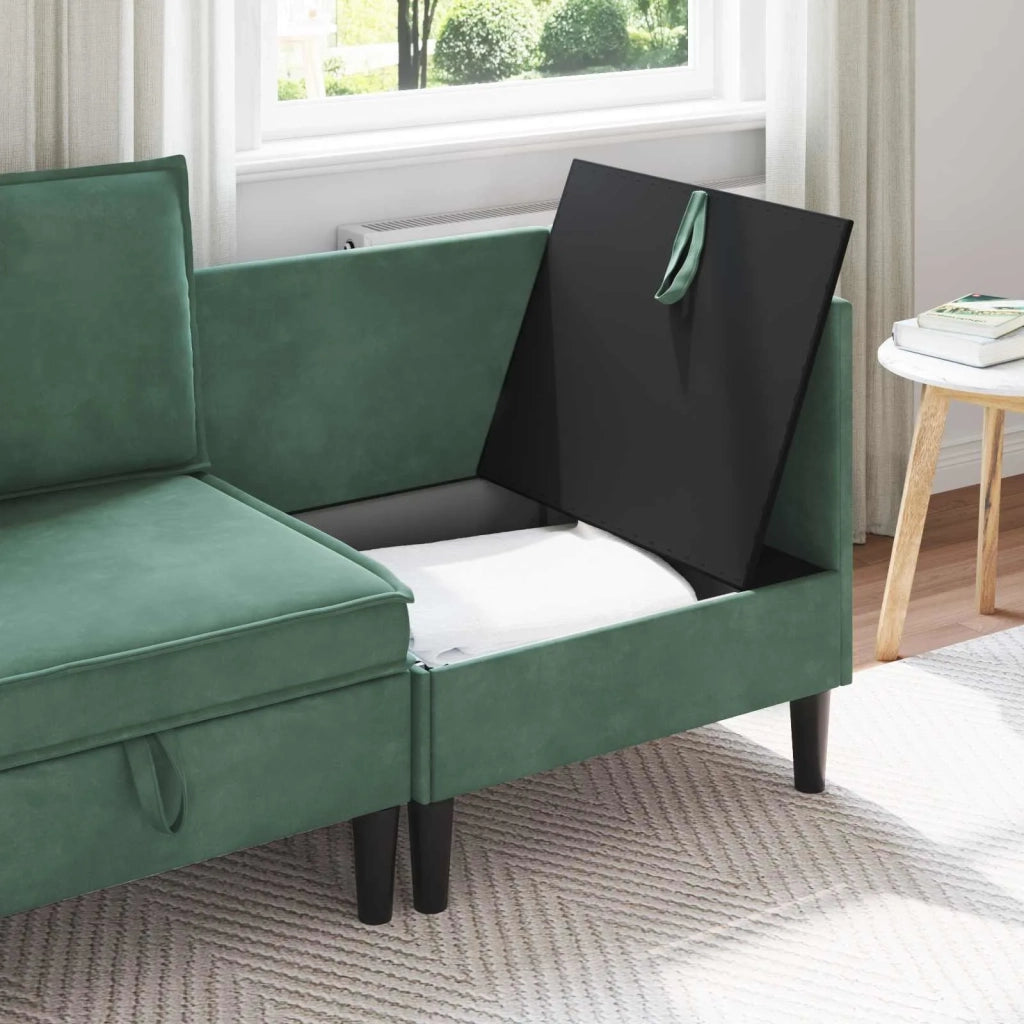 Divano con Stoccaggio Verde Mare Velluto 42027086