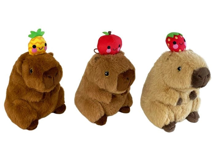 Peluche Capibara con frutto in testa 60 cm , 1  pezzo colore casuale