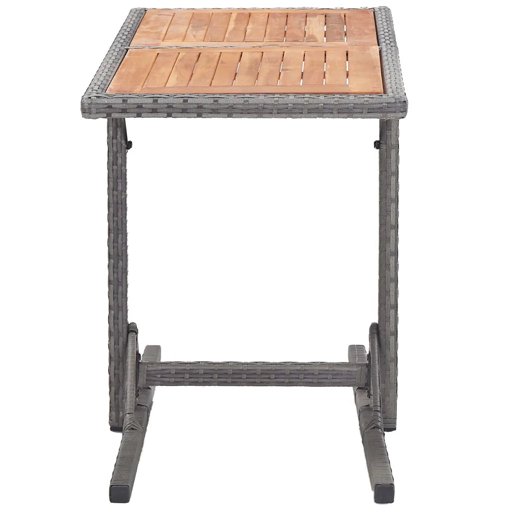 Tavolo da Giardino Antracite in Polyrattan e Massello di Acacia cod mxl 34175