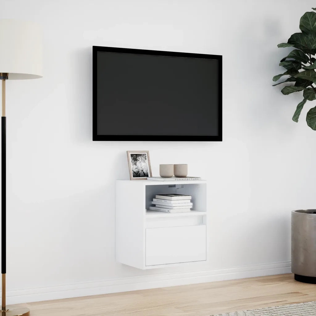 Mobile TV a Parete con Luci LED Bianco 41x31x45 cm